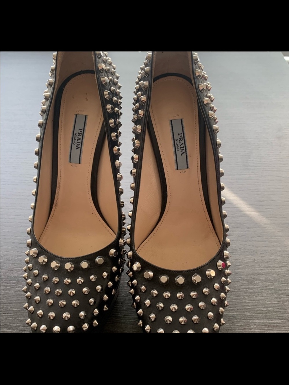 Prada Studded Platform Heels